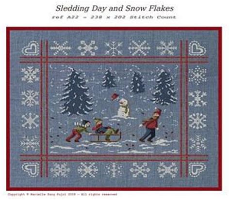 Filigram Sledding Snow Flakes Cross Stitch Pattern Etsy