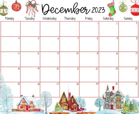 Editable December Calendar Happy Christmas Snowy Etsy Nel