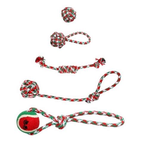 5Pcs Christmas Dog Rope Chew Toys Dog Interactive Toys Set For Puppy Small Medium Aggressive, 1 ...