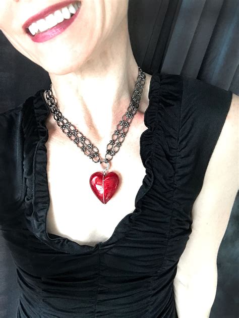 Big Love Large Red Heart Pendant Necklace With Venetian Glass Heart