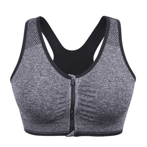 Women S Front Zipper Sports Breathable Wirefree Padded Push Up Sports Top Fitness Gym Yoga