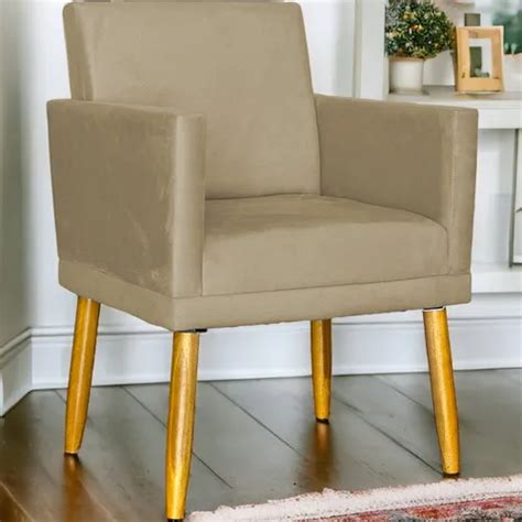 Poltrona Decorativa Nina Base Reforçada Azul Marinho Cor Nude Desenho Do Tecido Veludo Suede