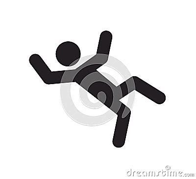 A Man Falling Down Icon Man Slipped Icon Slippery Wet Floor Vector