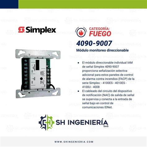 SH Ingeniería 4090 9007 Módulo monitoreo Direccionable Simplex