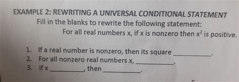 Solved Example Rewriting A Universal Conditional Statement Fill In