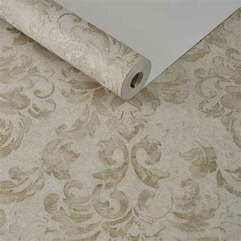 Papel De Parede Importado Textura Damask Marrom Alto Relevo Frete grátis