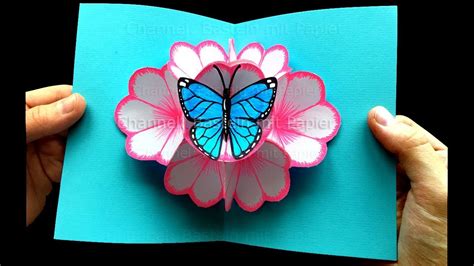 Basteln Mit Papier Pop Up Karte Blumen Schmetterling Selber Machen