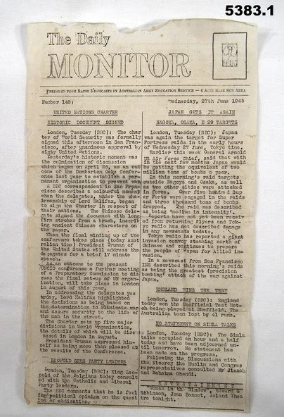 Newspaper Aust Army The Daily Monitor 1945