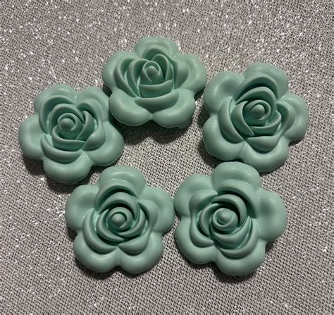 Silicone Mint Flower Beads Rose Shaped Beads Stunning CRAFT