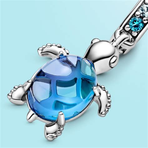 Pandora Charms Sea Turtle Murano Glass Dangle Blue Charm Etsy