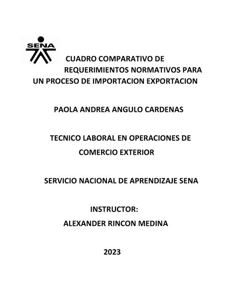 Cuadro Comparativo Tecnico En Operaciones De Comercio Exterio