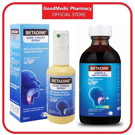 BETADINE Sore Throat Spray 50ml GARGLE MOUTH WASH Mint Flavor 240ml