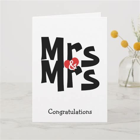 Mrs And Mrs Lesbian Wedding Bold Congratulations Card