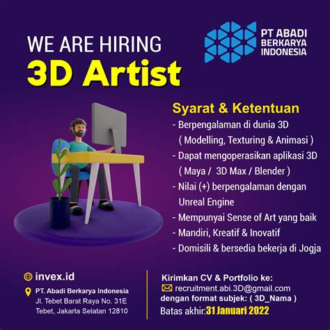 Lowongan Kerja 3d Artist Di Pt Abadi Berkarya Indonesia Lokerjogja Id