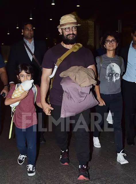 Aamir Khan, Kiran Rao and Azad Rao Khan return from their London vacay ...