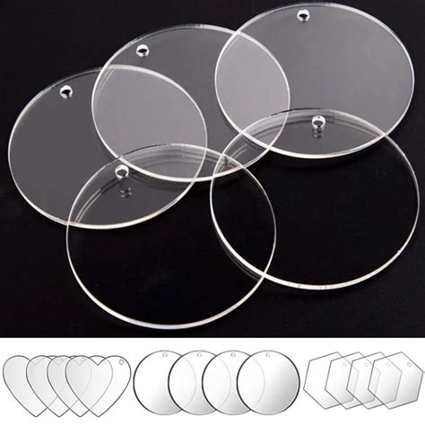 Pcs Transparent Round Acrylic Keychain Blanks Disc Clear Acryl Circle