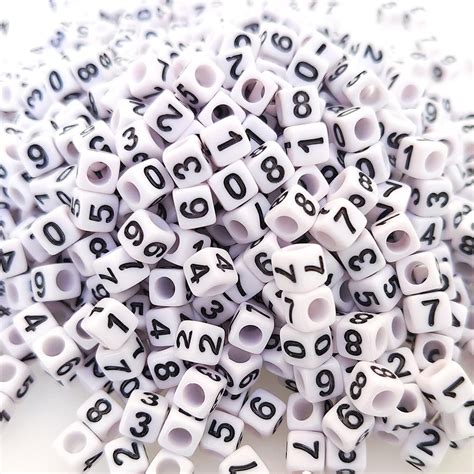 Amazon Amaney Pcs White Acrylic Number Beads X Mm Mixed Number