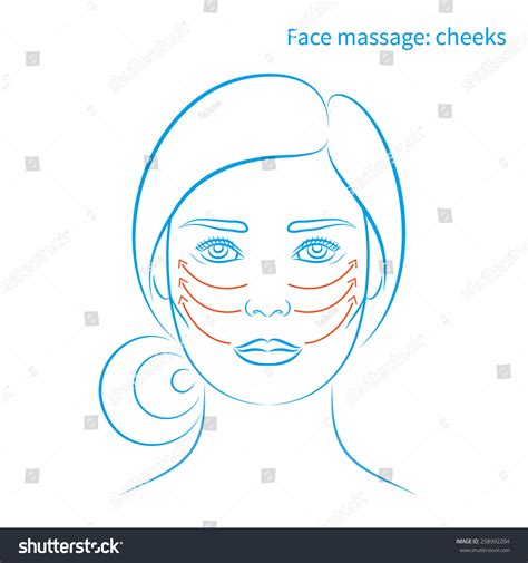 Vector Illustration Face Massage Instruction Cheekbones Stock Vector