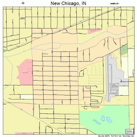 Large Street Road Map Of New Chicago Indiana In Printed Poster