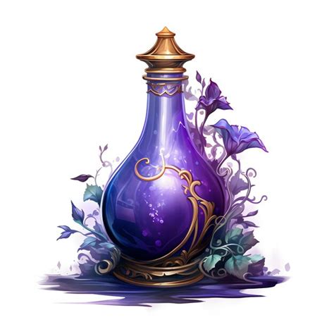 Beautiful Potion Bottle In Fantasy Fairytale World Clipart Illustration