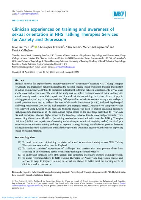 Pdf Clinician Experiences On Training And Awareness Of Sexual Orientation In Nhs Talking