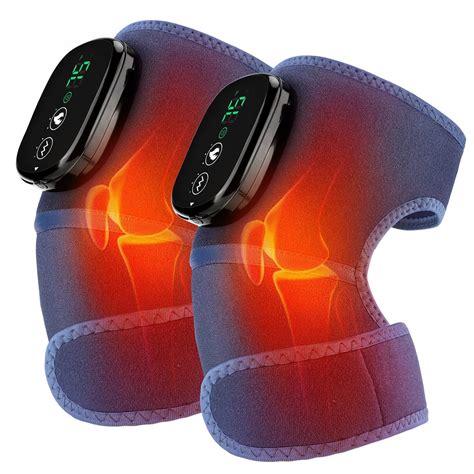 2pcs Heated Knee Brace Wrap With Massage 3 In 1 Massager Shoulder Elbow Wrap Vibration Knee