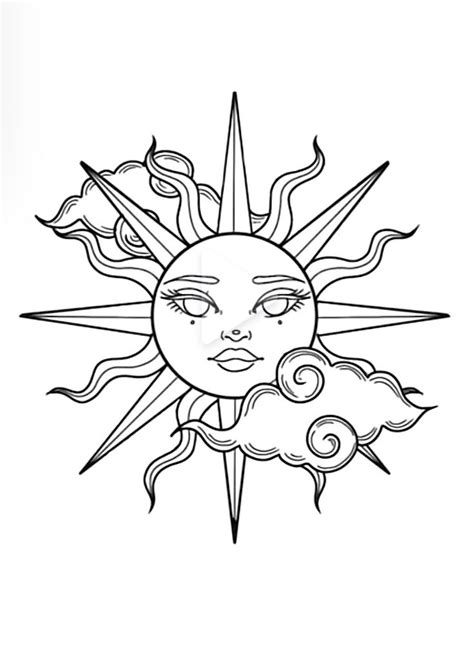 Simple Sun Face Drawing