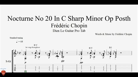 Frédéric Chopin Nocturne No 20 In C sharp minor Op Posth Guitar