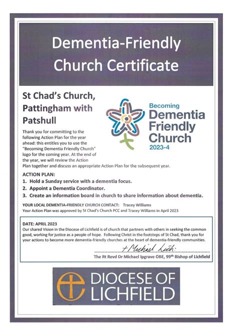 Becoming Dementia Friendly Church Pattingham Church