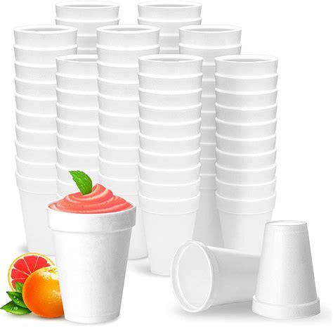 12 Oz Disposable Foam Cups 100 Pack White Foam Cup Insulates Hot