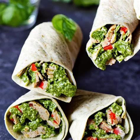 Pesto Hähnchen Salat Wraps