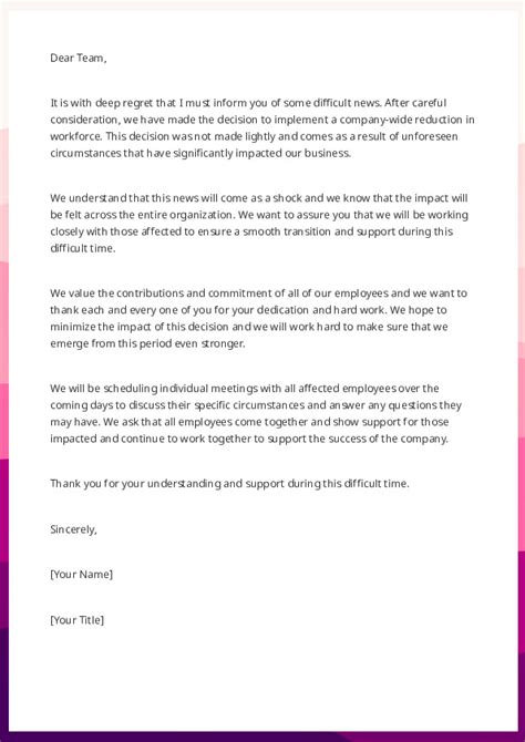 Free Word Template Announce Bad News To Employees 2 Letter Template