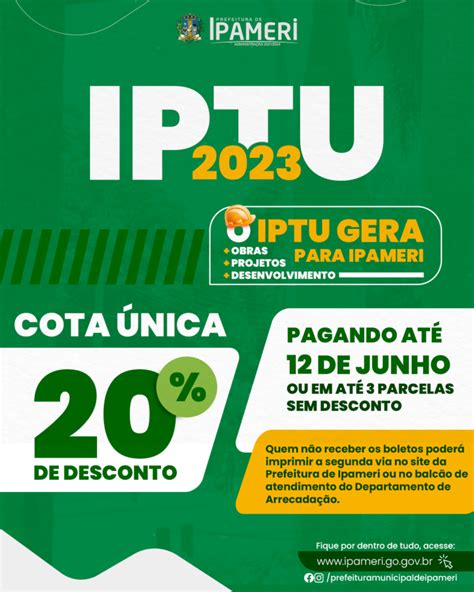 O IPTU 2023 já está disponível Prefeitura Municipal de Ipameri