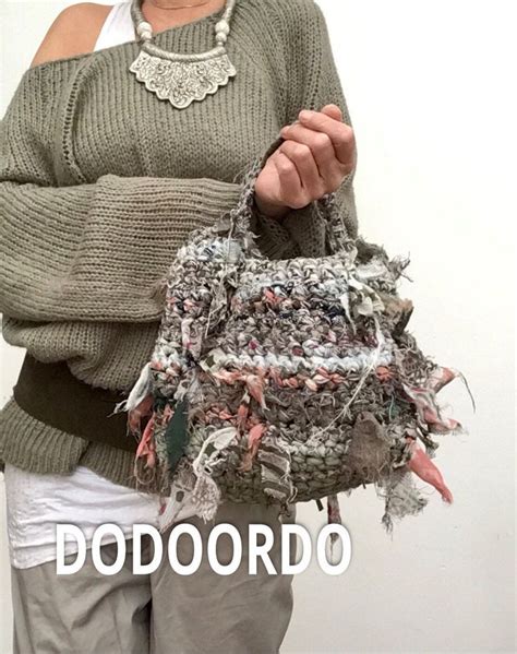 Handgemaakte Tas Van Gerecyclede Materialen Super Duurzaam Crochet