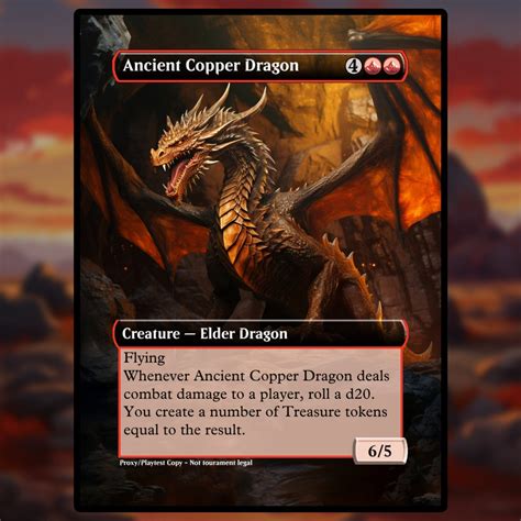 Ancient Copper Dragon Proxy Custom Game Card For Commander Proxy