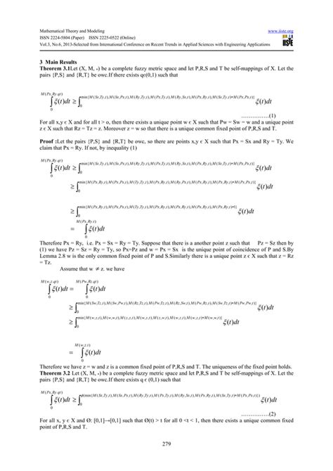 On Fixed Point Theorems In Fuzzy Metric Spaces In Integral Type Pdf