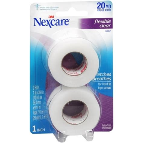 Nexcare First Aid Flexible Clear Tape 1 Inch X 10 Yards 2ea Pack Of 4