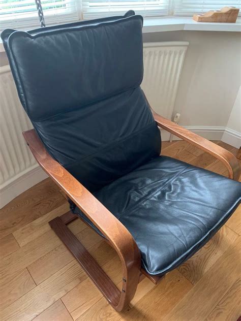 IKEA Poang Chair - Black Leather | in Chaddesden, Derbyshire | Gumtree