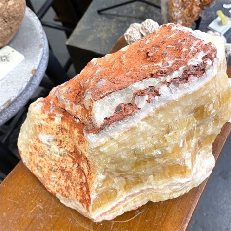 Calx2 Large Banded Honey Colored Calcite 135 Lbs Sculpture Specimen