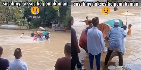 Tak Ada Jembatan Warga Gotong Jenazah Ke Pemakaman Sampai Terjun Ke