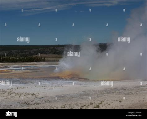 Small Eruption Steamboat Geyser Norris Basin Yellowstone Steamboat