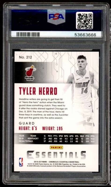 Tyler Herro Rookie Card 2019 20 Panini Chronicles 212 PSA 10 EBay