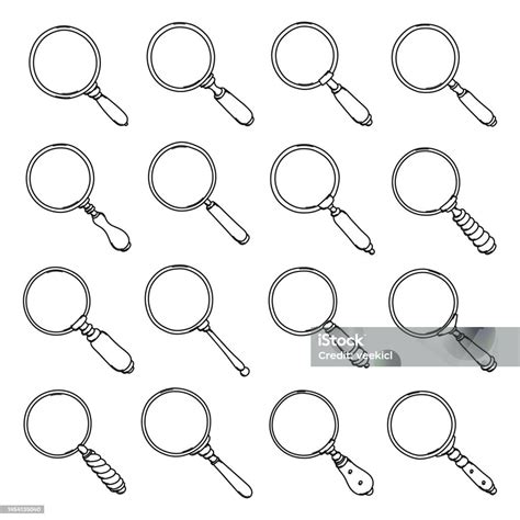 Magnifying Glass Doodle Vector Icon Set Drawing Sketch Illustration Hand Drawn Line Eps10 Stock