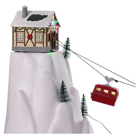 Christmas Village With Cable Car Movement Cm Online Sales On