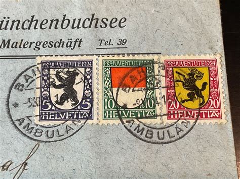 PJ Brief 1924 schöne drei Farben Kombi Bahnpost Ambulant Kaufen auf