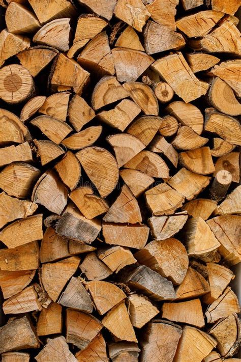 Stack Or Pile Of Chopped Firewood Logs Wood For Winter Stock Image