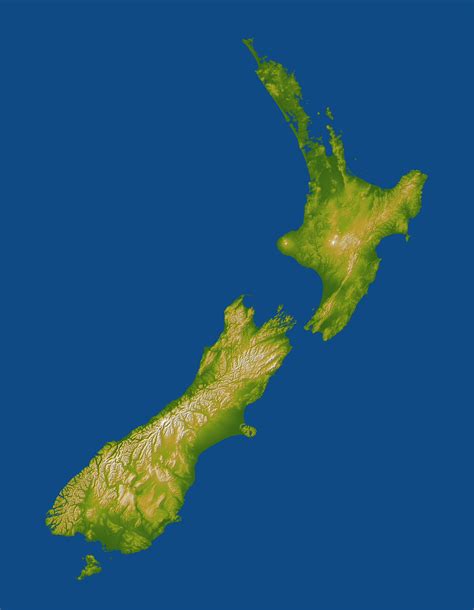 Shaded Relief Map Of New Zealand Rkiwimaps