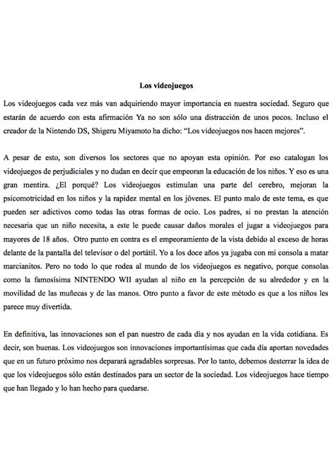 Ejemplo De Texto Argumentativo Sobre Los Videojuegos Ejemplos De Textos