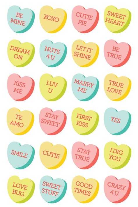 Valentine Conversation Hearts Printable