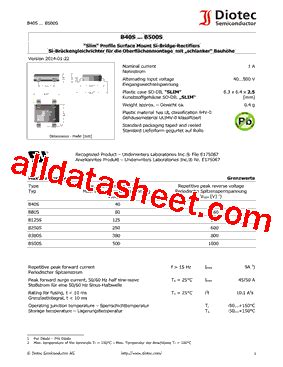 B500S Datasheet PDF Diotec Semiconductor